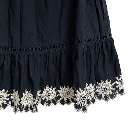 Charter Club Midi Black Skirt Size12P White Floral Embroidery Boho Hippie Emo - Picture 5 of 11